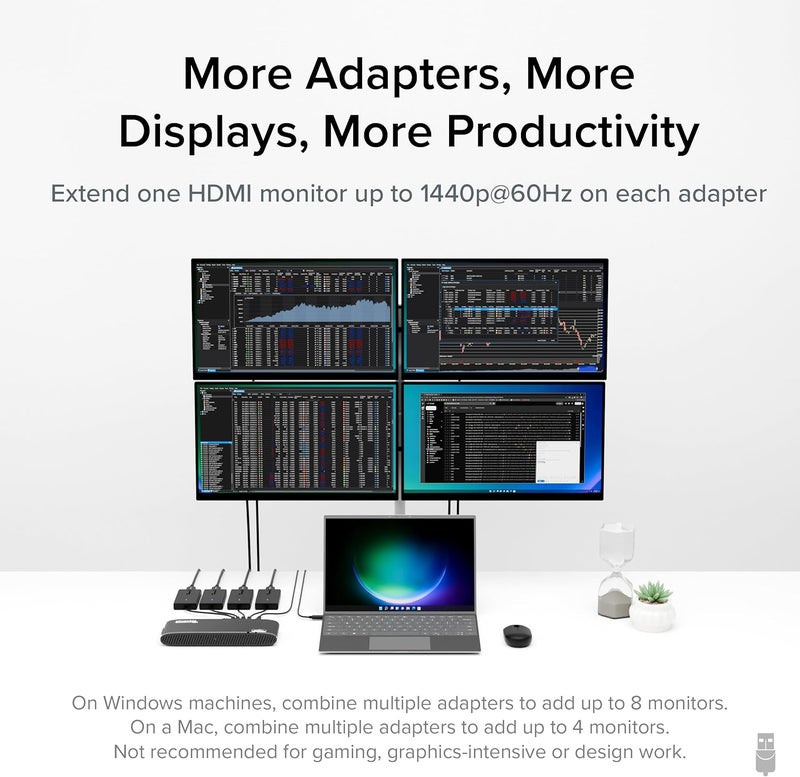 Plugable USB C to HDMI Adapter, Universal Video Graphics Adapter for USB 3.0 and USB-C Macs and Windows, Extend an HDMI Monitor up to 1440p@60hz - Image 3